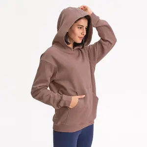 DH017 Autumn Winter Women warm fleece hoodies cotton polyester blended plain pullover sweatshirt for running