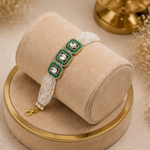 Elegant 925 Silver Modern <b>Bracelet</b> with White Beads and Moissanite Traditional Indian Handcrafted Jewelry for Women Gift - Product Image 5