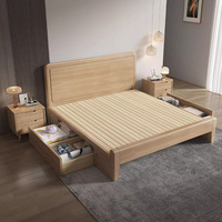 Ensemble de meubles de chambre à coucher de luxe en bois massif de qualité avec étagère de rangement Design de lit en chêne et palissandre pour le salon de la maison