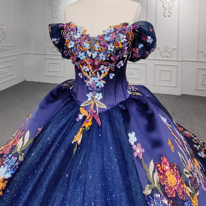 Robes de soirée parfaites, robe de bal en satin, robe de mariée à manches courtes et décolleté en cœur, fleurs 9960 - Product Image 4