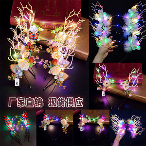 Diademas de cuernos de ciervo, tocados de hadas de flores para fiestas de <span class=keywords><strong>Halloween</strong></span>, juguetes luminosos para puestos callejeros y mercados nocturnos - Product Image 2