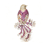 2026 Recommandé : Magnifiques Grandes Broches Épingles pour Femme, Ornées de Zircon Cubique, Motifs Animaux et Oiseaux, Violet et Blanc, pour Fête, Mariage, Cadeau, Vêtements
