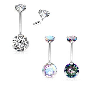 Eterna <span class=keywords><strong>de</strong></span> ASTM F136 <span class=keywords><strong>de</strong></span> <span class=keywords><strong>titanio</strong></span> internamente roscado Prong Set redondo CZ ombligo anillo <span class=keywords><strong>de</strong></span> la joyería del cuerpo - Product Image 2