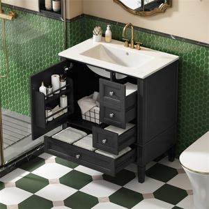 Tocador de baño personalizado y moderno tocador de cuarzo duradero con grifos generalizados dorados pulidos tocador de baño para espacio Cubby - Product Image 4