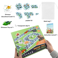 PUZJOY Track Puzzle Montessori Dinosaur Puzzle avec voiture mignonne pour enfants de 3 à 6 ans, en papier, jouet de dessin animé et de bricolage