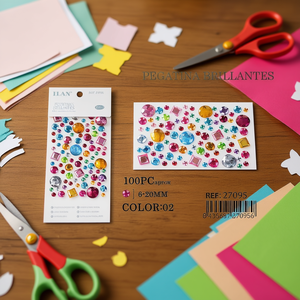 Adesivi con strass Ilan 6-20 mm, forme assortite colorate per decorazioni artigianali - Product Image 2