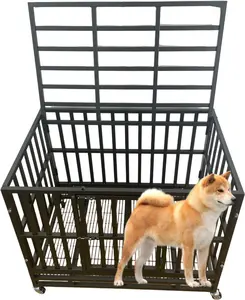 Heavy Duty Metal Dog pet cages Crate Kennel with iron Feeding Bowl & Pull Out Tray