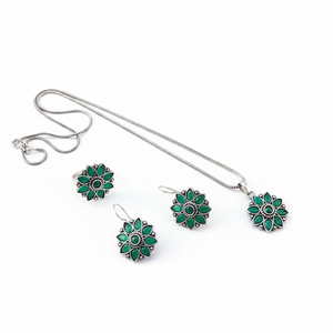 Juego de Joyería Fina Oxidada y Plateada en Verde Jewelemarket 11714347GR - Product Image 2