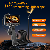 Endoscopio Articulado de 360 Grados con Pantalla IPS de 5 Pulgadas, Cámara Boroscópica Industrial 1080P con Dirección de 360 Grados, Clasificación IP67, Zoom Ajustable de 10X
