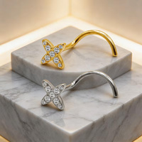Gaby 1 pièce Anneau de piercing pour le nez en titane ASTM-F136 avec zircone cubique, bijou corporel tendance 20G pour femme