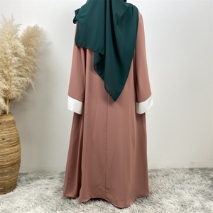 6780#b New Colors Modesty Wide Sleeve Closed <b>Abaya</b> With Pockets Fashion Muslim Women Loose Fitting Splice Kimono Abayas - Product Image 2