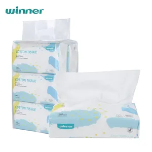 Winner Custom Texture 100% Cotton Disposable Facial Tissue Towel Paper Custom Size Biodegradable Paper Towel Dry Wipes