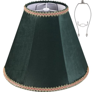 Abat-jour en tissu vert olive avec bords cousus rayés, lumière à piles pour la décoration de mariage et de fête - Product Image 1