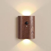 Détecteur de mouvement en bois veilleuses USB Rechargeable sans fil LED Induction applique chambre cuisine couloir escalier lumière