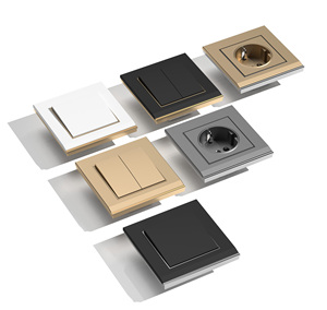 Interrupteurs muraux GEYA personnalisés en gros, norme européenne, grand panneau sans cadre, matériau PC imperméable, <span class=keywords><strong>10A</strong></span> 250V avec prise - Product Image 1