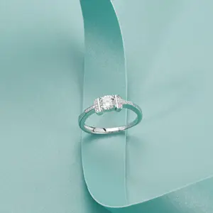 Art Deco Silber Diamant Moissanit Weißes Gold Verlobungsring 925 Sterling-Silber geometrische Frauen vielversprechende Verlobungsringe