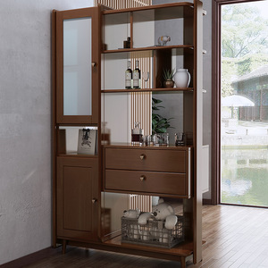 Nordic Solid Wood Entryway Cabinet Partition Living Room <b>Screen</b> Wine Storage Multifunctional Room Divider Natural Color - Product Image 5