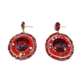 Pendientes de Cristal con Diamantes de Imitación Rojos, Chapados en Oro, Acero Inoxidable 316L, Joyería de Diseño - Product Image 1