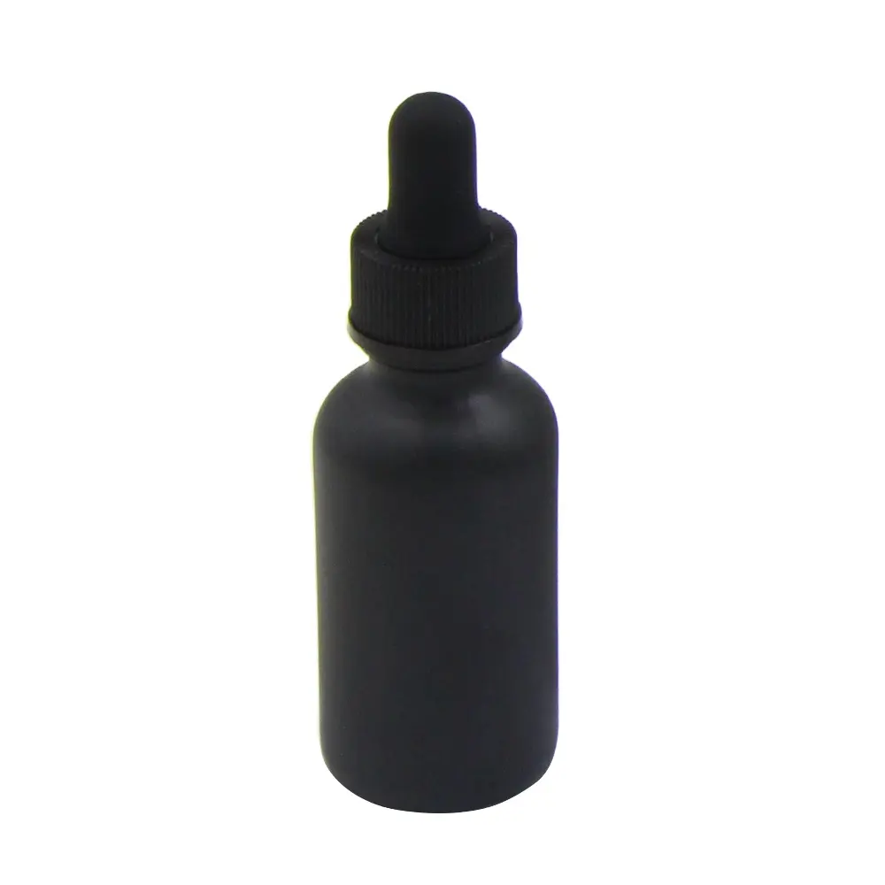 Матовая Бостонская бутылка из черного стекла с пипеткой для косметической упаковки