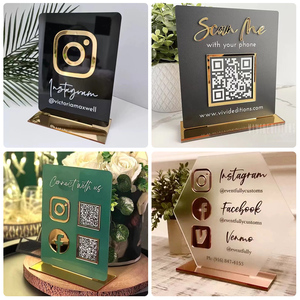 Miễn Phí Cá Nhân Tùy Chỉnh Màu Xanh Lá Cây Acrylic Dấu Hiệu Quang Cửa Hàng Hiển Thị Bảng Dấu Hiệu QR Mã Đứng Xã Hội QR Mã Bảng Hiển Thị - Product Image 6