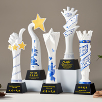 Nouveaux trophées en céramique blanche 2026 pour les récompenses de danse et de chant, cadeaux souvenirs, trophée de style porcelaine bleue et blanche personnalisé