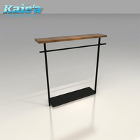 Étagère de présentation en bois pour magasin de vêtements personnalisés, support de suspension pour vêtements pour hommes avec éclairage LED