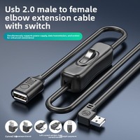 Kabel Ekstensi USB 2.0 Male-to-Female Switch 20 Bends Konduktor Tembaga Bebas Oksigen untuk Mouse Komputer Flash Drive Kipas Kecil