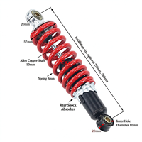 Amortisseur avant et arrière 270 mm/260 mm/250 mm, compatible avec les scooters, motos, motocross, quads, karts et buggys de 50 cc à 125 cc