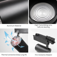 Projecteur LED sur rail, éclairage commercial, spots à grille, luminaires dimmables en aluminium, lampe de rail réglable 20W pour bureau