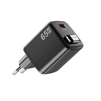 Chargeur mural rétractable USB QC3.0 PD 65W à charge rapide avec prise UE et câble Type C 30W pour mobile et ordinateur portable (OVP OTP)