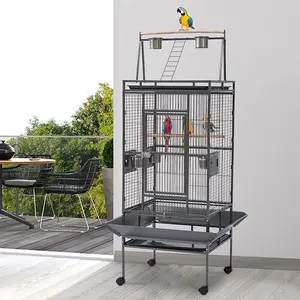 Jaula de Lujo de Gran Espacio para Loros y Guacamayos - Jaula Móvil de Vuelo con Divisor de Cría y Villa Duradera de Alambre de Hierro para Mascotas - Product Image 1