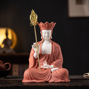 Terra tibetana re Bodhisattva casa statue di Buddha ornamenti nuovo stile cinese soggiorno ecologico artigianato in ceramica - Product Image 3