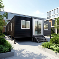 Maison modulaire préfabriquée en bois à deux étages, conteneur plat extensible avec terrasse à toit plat, pour chambre et bureau