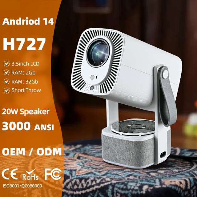 2026 Projector 2+32Gb 4K Full HD Android 14 20W for Speaker Auto Keystone 45 3000 Lumens Portable Game Football A005 Pro