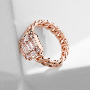 Lakor RP5035 cadena cubana 2022 mujer diamante 18K joyería Hip Hop chapado en oro Cubic Zirconia anillo fiesta - Product Image 3