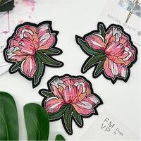 Patch en tissu fleur pivoine, broderie informatisée, mode, Patch décoratif, robe, chaussures, vêtements, décoration de personnalité