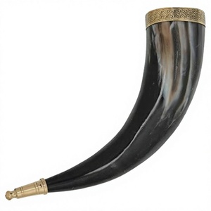 Corne à boire viking authentique, forgée à la main, écologique, sculptée, polie, en corne de bœuf naturelle, style animal, utilisation sûre, 150 ml-2000 ml - Product Image 2