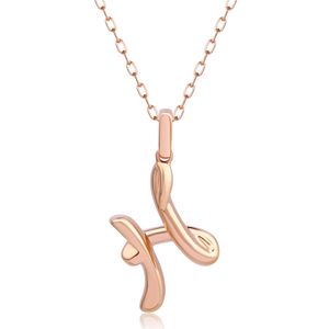 Recién llegado, joyería fina, Serie de alfabeto Simple, collar de oro rosa de 18 quilates, collar con colgante de letra <span class=keywords><strong>H</strong></span> de diamante Natural Real para niñas - Product Image 4