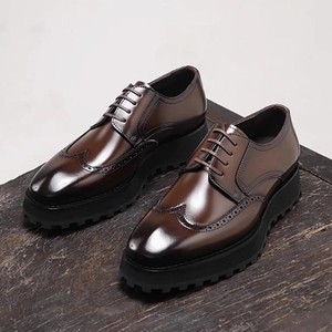 Zapatos de Vestir Formales de Negocios para Hombre, de Lujo, con Punta Cuadrada, que Aumentan la Estatura, de Cuero Otoñal, de Alta Calidad, Hechos a Mano, de Piel de Vaca, Casuales - Product Image 1