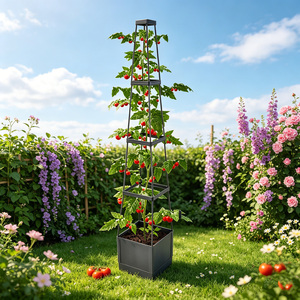 Soporte para Plantas Vertak de 5 Niveles, Torre Cuadrada para Tomates, También Apto para Vegetales, Flores y Frutas Trepadoras de Jardín - Product Image 1