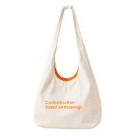 Sac fourre-tout à bandoulière personnalisable en toile avec impression de logo, écologique, grande capacité, style minimaliste, doublure en velours, pour femmes