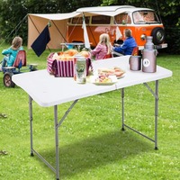 Table de pique-nique pliante portable de 48 pouces, hauteur réglable, en aluminium, table de camping pliable en deux, type valise, pour l'intérieur et l'extérieur