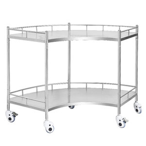 Carrito de Instrumentos en Forma de Abanico de Acero Inoxidable 304, de 2 Niveles, Carro Médico para Hospital y Clínica Dental - Product Image 3