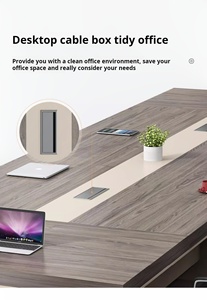 Grande tavolo da conferenza in legno rettangolare di lusso Design moderno mobili da ufficio per la negoziazione del consiglio per alberghi e scuole - Product Image 6