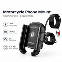 Support de téléphone pour moto Kewig M8SP-A1 36W Type C à charge rapide, étanche IP66, fixation rapide pour guidons de 22-32 mm