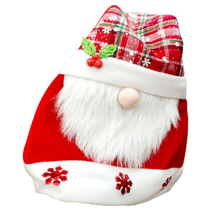 Cappello da Babbo <span class=keywords><strong>Natale</strong></span> in Velluto a Quadretti con Barba, Decorazione Natalizia <span class=keywords><strong>per</strong></span> <span class=keywords><strong>Adulti</strong></span> - Product Image 4