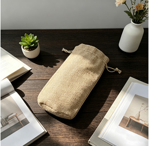 Custom Logo Printable Round Bottom Linen Wine Drawstring <b>Bags</b> Wholesale Plain Burlap Single <b>Bottle</b> <b>Gift</b> Packaging Pouches - Product Image 6