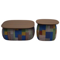Nouvelle conception de table basse modulaire en tissu, style méditerranéen, avec couvercle en bois compressible haute densité, pour