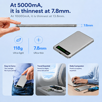 Batterie externe magnétique sans fil économique 5000 mAh en alliage d'aluminium, charge rapide sans fil 15W, charge rapide PD 20W, chargeur portable OEM/ODM