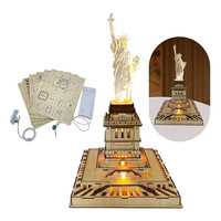 Puzzle 3D en bois, modèle de construction, Statue de la Liberté, assemblage artisanal, bricolage, jouet éducatif, peut s'illuminer, 101-500 pièces
